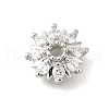 Flower Brass Clear Cubic Zirconia Bead Caps KK-V008-08A-P-1
