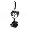 Wire Wrapped Chips Natural Obsidian Big Pendant Decorations HJEW-H057-01B-2