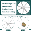 BENECREAT 1Pc 925 Sterling Silver 6 Claw Prongs Pendant Blank Cabochon Settings FIND-BC0013-76-4