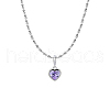 925 Sterling Silver Pave Cubic Zirconia Birthstone Heart Pendant Necklaces for Women EE9411-4-1
