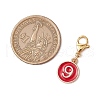 Flat Round with Number 0~9 Alloy Enamel Pendant Decorations HJEW-JM03116-3