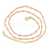 Brass Enamel Column Link Chain Necklaces NJEW-H039-04B-01G-2