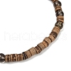 Natural Coconut Flat Round Beads Stretch Bracelets for Men BJEW-JB11636-02-4