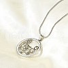 304 Stainless Steel Crystal Rhinestone Ring with Family Pendant Necklaces for Mother's Day Gift NJEW-P327-04P-B-3