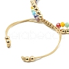 Heart & Daisy Enamel Charm Bracelet with Shell Pearl BJEW-TA00383-4