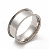 201 Stainless Steel Grooved Finger Ring Settings STAS-P323-04P-1