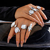 7Pcs Horse Eye/Teardrop/Square Iron with Plastic Cuff Rings Sets FS-WG6C87E-01-4