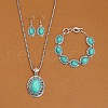 Oval Alloy with Synthetic Turquoise Pendant Necklaces & Dangle Earrings & Link Bracelets Sets WGD1135-09-1
