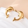 304 Stainless Steel Dolphin Stud Earrings EJEW-R028-01G-3
