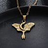 Moon Moth 304 Stainless Steel Pendant Necklaces NJEW-M096-22G-4