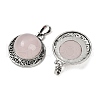 Natural Rose Quartz Half Round Pendants PALLOY-R159-01AS-12-2