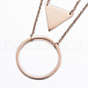 304 Stainless Steel Tiered Necklaces NJEW-K079-10RG-1