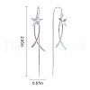 Rhodium Plated 925 Sterling Silver Star with Chain Tassel Dangle Earrings JE1043A-2