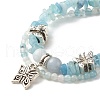 Natural Aquamarine Chip Beads Multi-strand Bracelet BJEW-JB07052-04-6