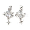 Brass Micro Pave Clear Cubic Zirconia Pendants KK-G490-01P-1