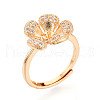 Flower Brass Micro Pave Clear Cubic Zirconia Adjustable Ring Settings KK-T076-25G-1