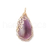 Natural Amethyst Copper Wire Wrapped Pendants PALLOY-JF02016-03-1