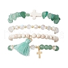 4Pcs 4 Styles Natural Gemstone Beads Stretch Bracelets BJEW-JB11596-4