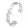 Non-Tarnish 304 Stainless Steel Flower Open Cuff Bangles for Women BJEW-C071-14P-1