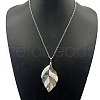 Alloy Pave Natural Abalone Shell White Shell Pendant Necklaces FH7410-1-1