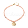 Sun and Moon Pendants Necklace with Natural Sunstone Beads NJEW-JN03805-1