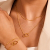 Interlocking Ring 304 Stainless Steel Double Layered Necklaces & Link Bracelets Sets SJEW-Z003-02G-1