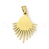 PVD Vacuum Plating 304 Stainless Steel Crystal Rhinestone Sun Pendant STAS-A062-11G-2
