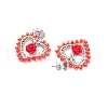 3Pairs Alloy Glass Stud Earrings EJEW-MZ00372-6