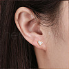 Heart 925 Sterling Silver Cubic Zirconia Stud Earrings for Women EJEW-P231-35G-3