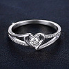 Heart Brass Micro Pave Clear Cubic Zirconia Finger Rings FS-WG243FC-07-1