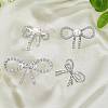 HOBBIESAY 4Pcs 4 Style Crystal Rhinestone Bowknot Brooch Pin with Plastic Pearl Beaded JEWB-HY0001-06-4