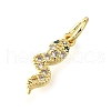 Snake Brass Micro Pave Cubic Zirconia Pendants KK-V007-007G-04-2