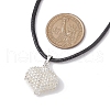 3D Heart Glass Seed Beads Pendant Necklaces NJEW-MZ00046-05-3