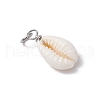 Natural Cowrie Shell Pendants PALLOY-JF03711-01-4