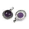 Natural Amethyst Half Round Pendants PALLOY-R159-01AS-08-2