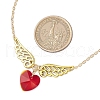 Brass & Glass Angel Wing Heart Pendant Necklaces for Women NJEW-JN05260-3
