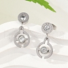 Flat Round 304 Stainless Steel Micro Pave Clear Cubic Zirconia Dangle Stud Earrings EJEW-Z089-28P-2