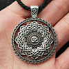 Mandala Flower Chakra Alloy Pendant Twisted Cord Necklaces for Women FS-WG99C38-02-1