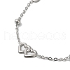 Stainless Steel Double Heart Link Chain Necklaces for Women NJEW-G145-03P-2