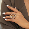 Vintage Ethnic Style Hollowed-out Flower Zinc Alloy Rhinestone Rings PS7884-2-2