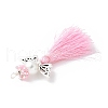 Glass Pearl Round Beaded with Polycotton Tassel Big Pendants PALLOY-MZ00612-03-3