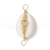 Natural Cowrie Shell Copper Wire Wrapped Shell Shape Connector Charms PALLOY-JF02939-02-1