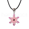 Glass Seed Beads & Polymer Clay & Evil Eye Lampwork Snowflake Pendant Necklaces NJEW-MZ00102-01-2