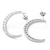 Moon Rack Plating Brass Micro Pave Clear Cubic Zirconia Stud Earrings for Women EJEW-A045-05P-2
