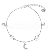 925 Sterling Silver Pave Clear Cubic Zirconia Star Moon Lovely Fairy Charm Bracelets NI1080-1