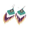 Glass Seed Braided Rhombus with Tassel Chandelier Earrings EJEW-H084-05P-2