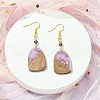 Resin & Walnut Wood Arch Dangle Earrings EJEW-JE05506-05-3