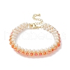 Glass Imitation Pearl & Bicone Beaded Bracelets BJEW-MZ00035-01-1