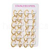 PVD Vacuum Plating 202 Stainless Steel Huggie Oval Hoop Earrings EJEW-H003-07G-06-4
