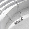 925 Sterling Silver Micro Pave Clear Cubic Zirconia Rectangle Pendant Necklaces for Women NJEW-D316-02P-2
